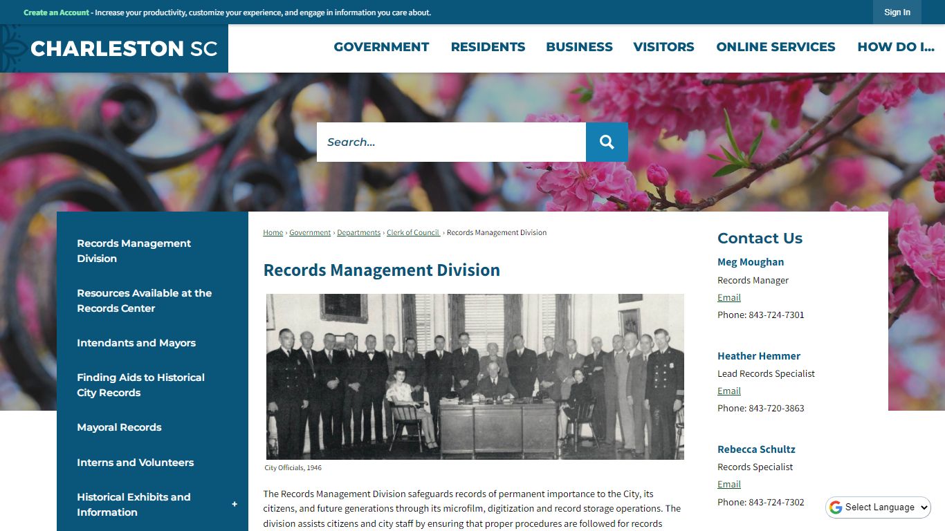 Records Management Division | Charleston, SC - Official Website